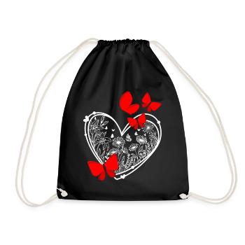 Cadre papillon en forme de fleurs en forme de cœur - Sac de sport léger - noir - Devant