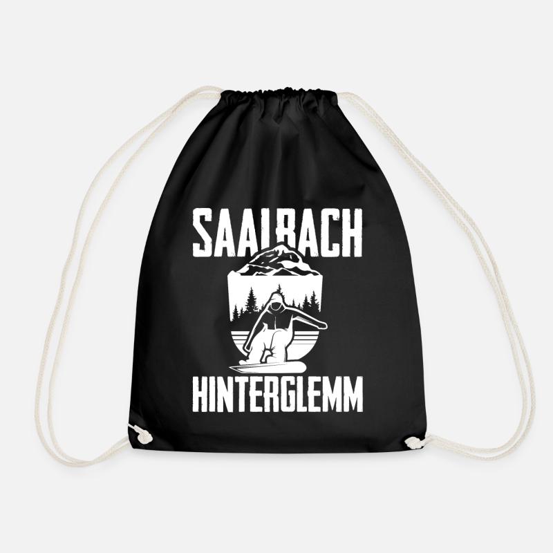 Saalbach Hinterglemm Snowboard Alps Mountains - Drawstring Bag - black