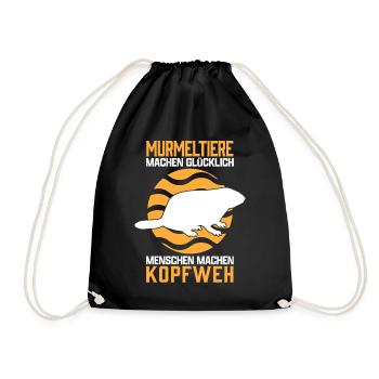 Murmeltier Kopfweh Erdhörnchen Nagetier Spruch - Turnbeutel - Schwarz - Vorne