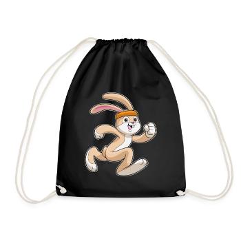 Hase Jogger Joggen Sport - Turnbeutel - Schwarz - Vorne