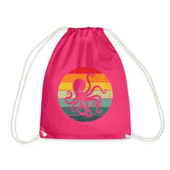 Octopus Octopus Tentacle Squid Sea Creature - Drawstring Bag - fuchsia - Front