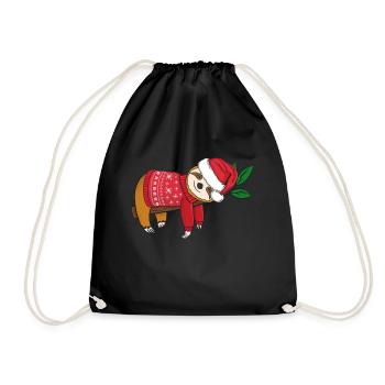 Sloth with Christmasweater Merry Christmas - Drawstring Bag - black - Front