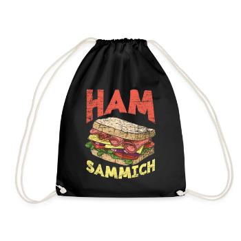 Ham Bread Funny Sandwich - Drawstring Bag - black - Front