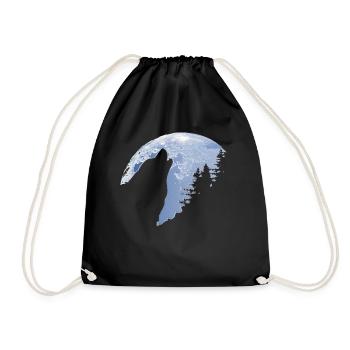 Wolf hurle sur la lune - La silhouette de Wolf - Sac de sport léger - noir - Devant