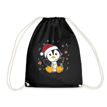 Penguin Christmas Snow Winter Animals Penguins - Drawstring Bag - black - Front