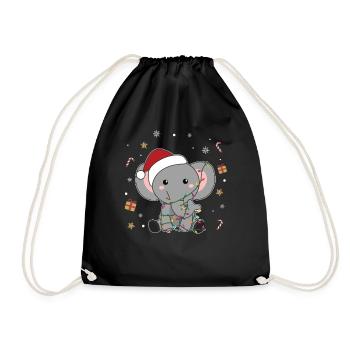 Elephant Christmas Snow Winter Animals Elephants - Drawstring Bag - black - Front