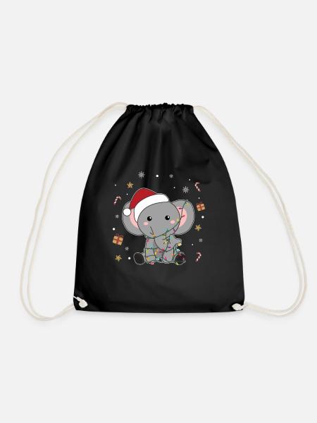 Elefant Weihnachten Schnee Winter Tiere Elefanten - Turnbeutel - Schwarz