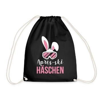 Après-Ski Häschen Ski Alpen Winterurlaub - Turnbeutel - Schwarz - Vorne