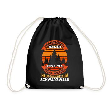 Mir egal wohin hauptsache Schwarzwald - Turnbeutel - Schwarz - Vorne