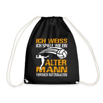 Beachvolleyball Volleyball Opa Volleyballer Papa - Turnbeutel - Schwarz - Vorne