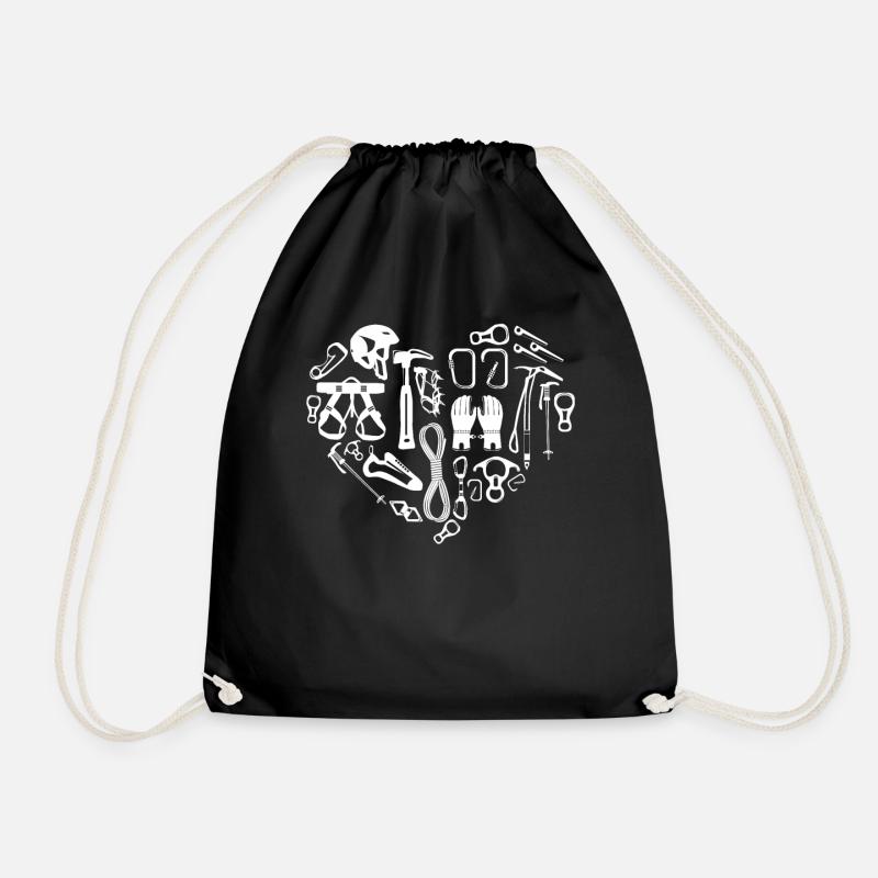 Rock Climbing Climber Carabiner - Drawstring Bag - black