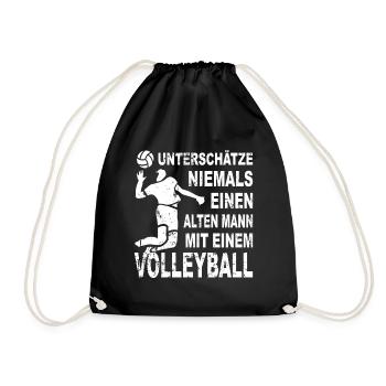 Beachvolleyball Alter Mann Volleyball Opa - Turnbeutel - Schwarz - Vorne