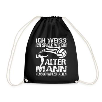 Beachvolleyball Großvater Volleyball Opa - Turnbeutel - Schwarz - Vorne