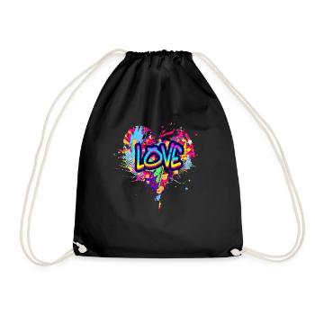Love Heart Graffiti - Sac de sport léger - noir - Devant