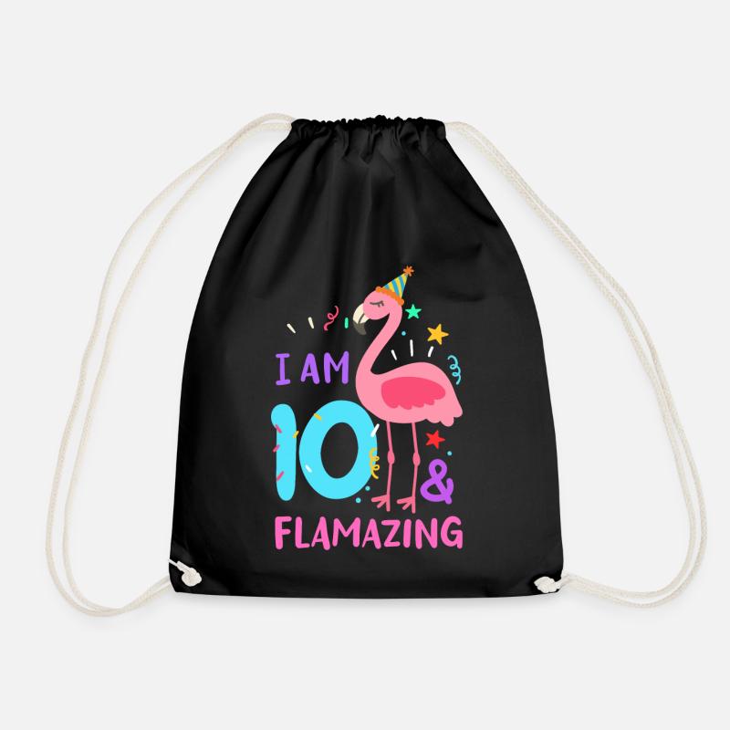 10. Geburtstag Flamingo - Turnbeutel - Schwarz