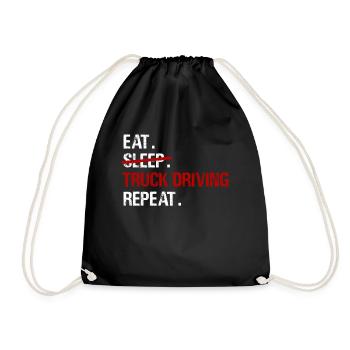 Eat Sleep Truck Driving Repeat Trucker Truck Driver - Drawstring Bag - black - Front