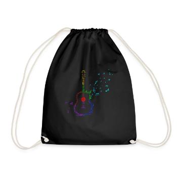 Guitare rétro Notes musicales Instrument de musique guitariste - Sac de sport léger - noir - Devant