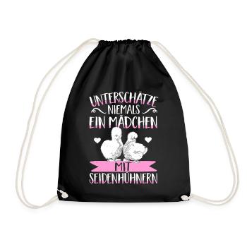 Seidenhuhn Seidenhühner Geschenk Hühner Mädchen - Turnbeutel - Schwarz - Vorne