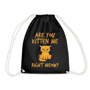 Are You Kitten Me Right Meow Annoying Cat Mom - Drawstring Bag - black - Front
