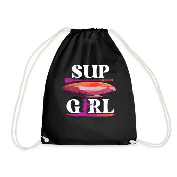 SUP Paddleboard Sunset SUP Girl - Turnbeutel - Schwarz - Vorne