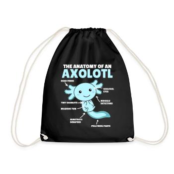 Axolotl Explanation Anatomy of an Axolotl - Drawstring Bag - black - Front