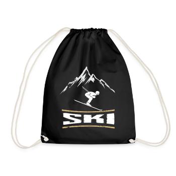 Ski Winter Sports Mountains Skiing - Drawstring Bag - black - Front