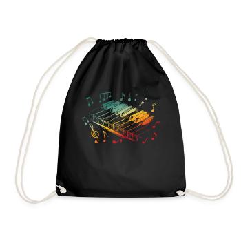 Piano Keyboard Musical Instrument Pianist Musician - Drawstring Bag - black - Front