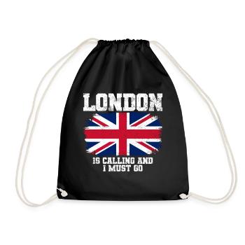 London Union Jack-Flagge Reisen - Turnbeutel - Schwarz - Vorne