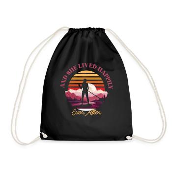 SUP Paddleboard Girl Sunset - Turnbeutel - Schwarz - Vorne