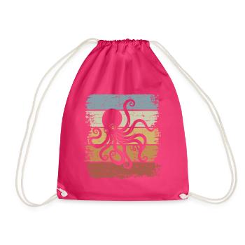 Octopus Octopus Tentacle Squid Sea Creature - Drawstring Bag - fuchsia - Front