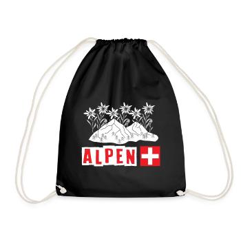 Schweizer Alpen Edelweiß Blume Edelweiss - Turnbeutel - Schwarz - Vorne