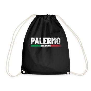 Palermo Italien Flagge - Turnbeutel - Schwarz - Vorne