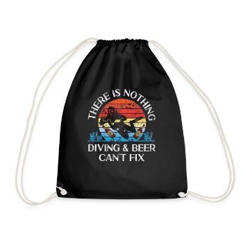 Scuba Diver Retro There Is Nothing - Drawstring Bag - black - Front