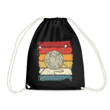 Retro Tricot Crochet Tricot Tricot Vintage Laine - Sac de sport léger - noir - Devant