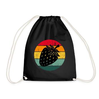 Vintage Retro Strawberry Fruit Fruit Strawberries - Drawstring Bag - black - Front