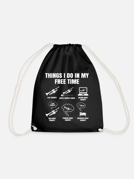 Things I Do In My Free Time Trumpet Leisure - Drawstring Bag - black