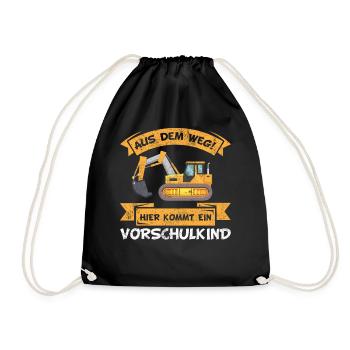 Vorschulkind Vorschule Schulanfang Bagger - Turnbeutel - Schwarz - Vorne