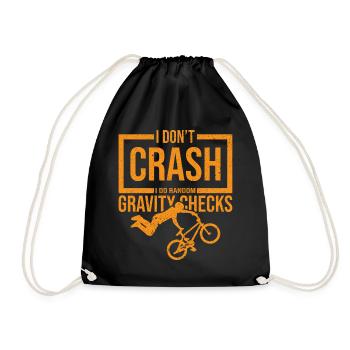 I Don't Crash I Do Random Gravity Checks Motocross - Drawstring Bag - black - Front