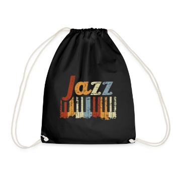 Vintage Piano Musical Instrument Jazz Music - Drawstring Bag - black - Front