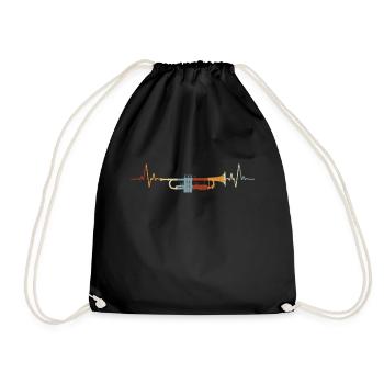Vintage Trumpet Heartbeat Musical Instrument ECG - Sac de sport léger - noir - Devant