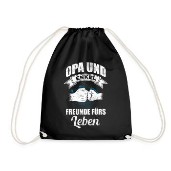 Opa und Enkel Geschenk lustig Opa Spruch Geschenk - Turnbeutel - Schwarz - Vorne