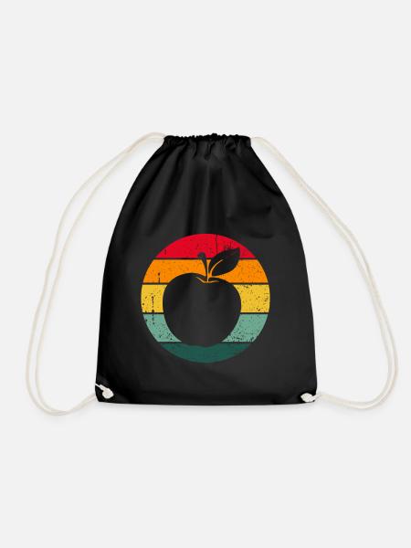 Vintage Retro Apple Fruit Apple Tree Gift Idea - Drawstring Bag - black