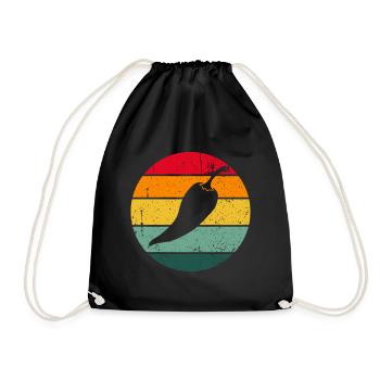 Vintage Retro Chilli Scharf Geschenk Chili - Turnbeutel - Schwarz - Vorne
