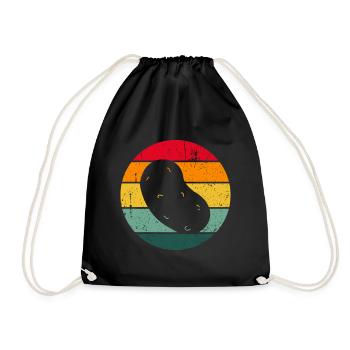 Vintage Retro Potato Funny Gift Idea - Drawstring Bag - black - Front