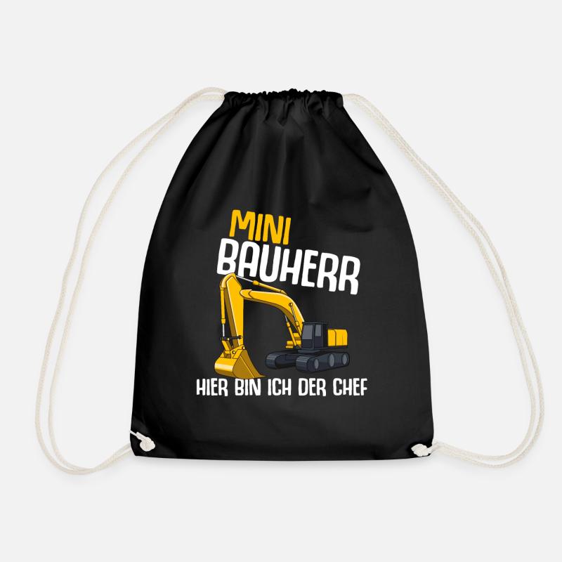 Bagger Kinder Bauherr Baustelle Junge Spruch - Turnbeutel - Schwarz