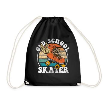 Cool Roller Skating Skate Girl - Drawstring Bag - black - Front