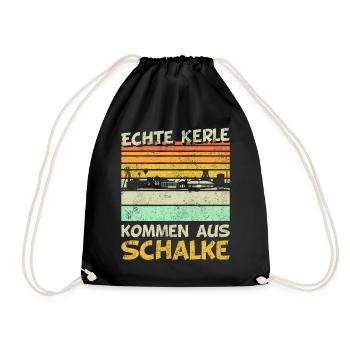 Gelsenkirchen | Echte Kerle kommen aus Schalke - Turnbeutel - Schwarz - Vorne
