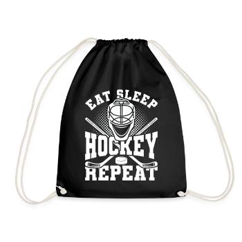 Eat Sleep Hockey Repeat - Drawstring Bag - black - Front