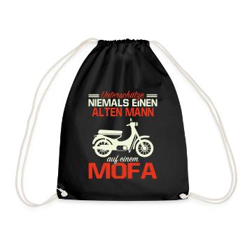 Unterschätze Niemals Alten Mann Mofa Mofafahrer - Turnbeutel - Schwarz - Vorne