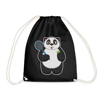 Panda Tennis Racket - Drawstring Bag - black - Front